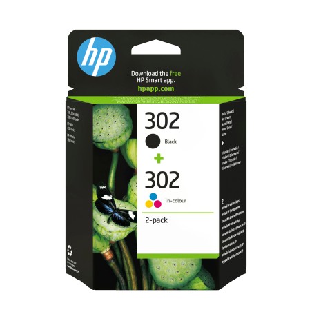 HP 302 2-Pack Black & Tri-Colour Original Ink Cartridges - Crisp Black & Vibrant Colors, Up to 170 Pages!